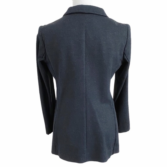 JUDITH & CHARLES DARK GREY CHAMBRAY NOTCHED LAPEL BUTTON FRONT BLAZER JACKET - 8 - Picture 3 of 10